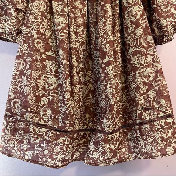 Olivaceous Avery Dress Boho Western Floral Lace Puff Short Sleeve Mini Medium - Picture 7 of 15